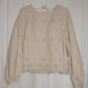 Gap blouse, beige, english embrodery
